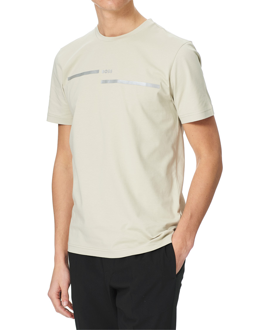 Homme | T-shirts | BOSS GREEN | BOSS Athleisure Taped Logo Crew Neck Tee Light Beige