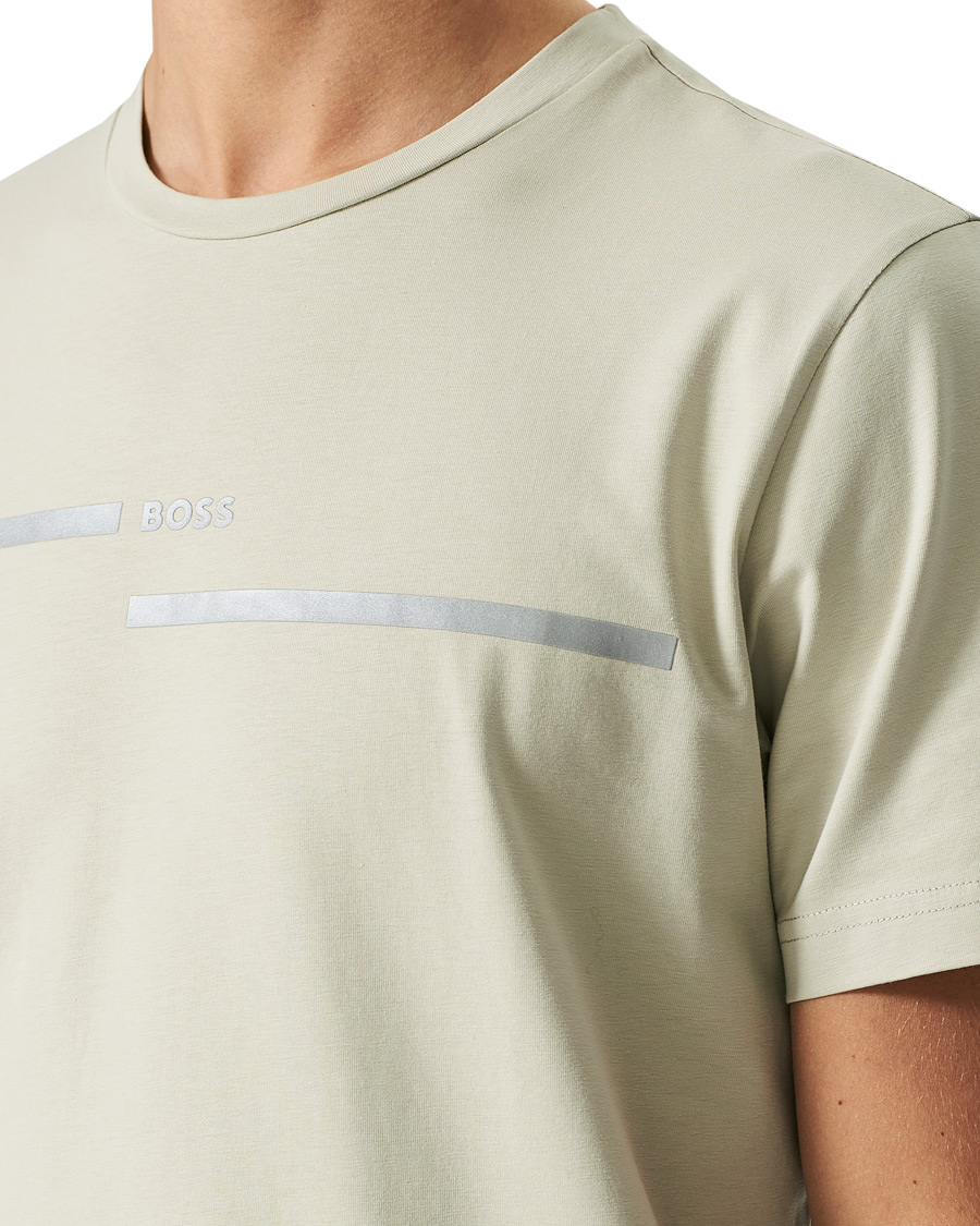 Homme | T-shirts | BOSS GREEN | BOSS Athleisure Taped Logo Crew Neck Tee Light Beige