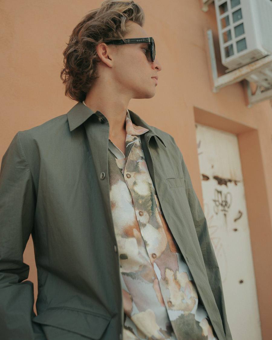 Homme | Chemises | Nanushka | Twill Silk Camp Collar Shirt Watercolor