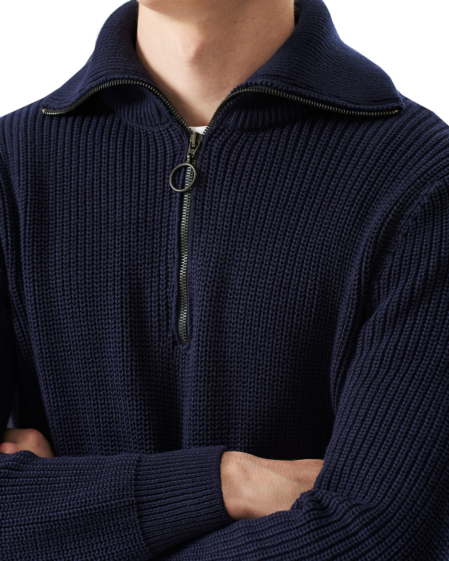 Homme | Pulls Et Tricots | Armor-lux | Pull Camionneur Half Zip Sweater Navire