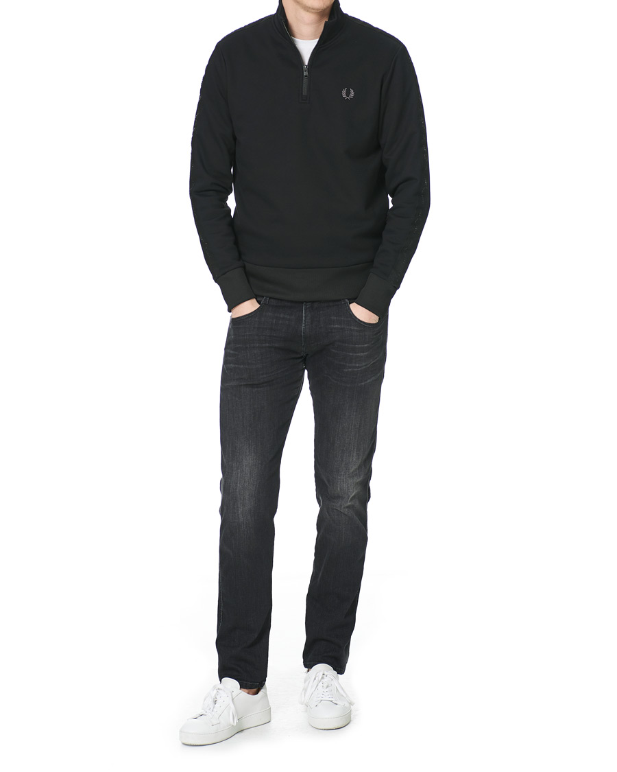 Homme | Pulls Et Tricots | Fred Perry | Tonal Taped Half Zip Track Jacket Black