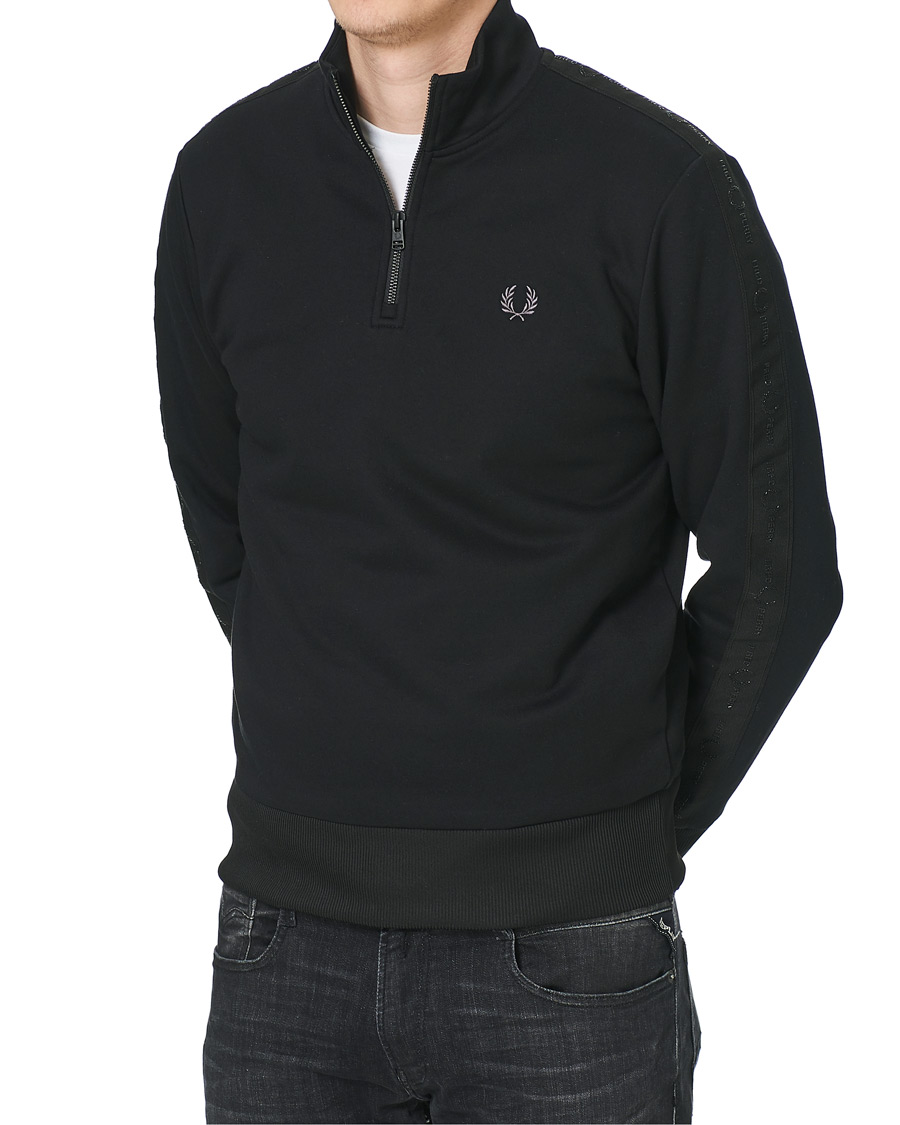 Homme | Pulls Et Tricots | Fred Perry | Tonal Taped Half Zip Track Jacket Black