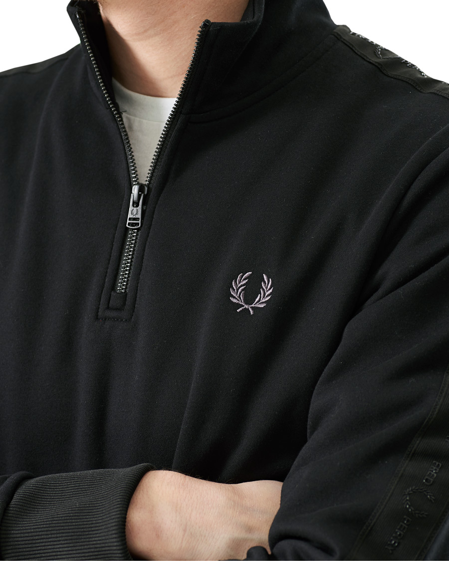 Homme | Pulls Et Tricots | Fred Perry | Tonal Taped Half Zip Track Jacket Black