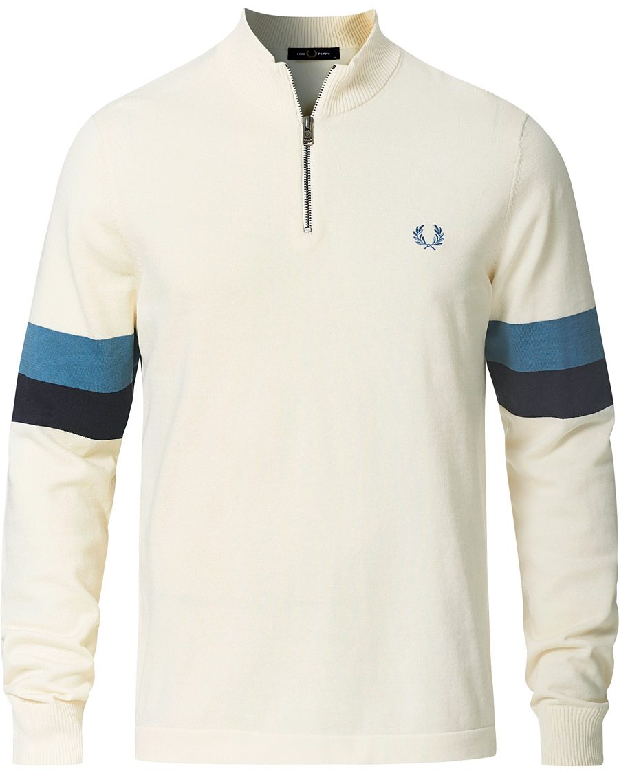 Homme | Pulls Et Tricots | Fred Perry | Funnel Neck Knitted Zip Jumper Ecru