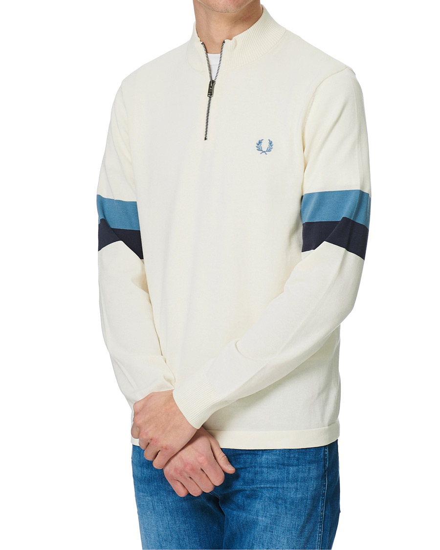 Homme | Pulls Et Tricots | Fred Perry | Funnel Neck Knitted Zip Jumper Ecru