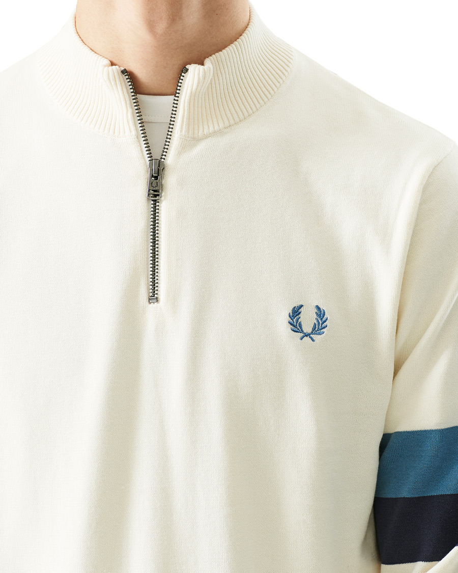 Homme | Pulls Et Tricots | Fred Perry | Funnel Neck Knitted Zip Jumper Ecru