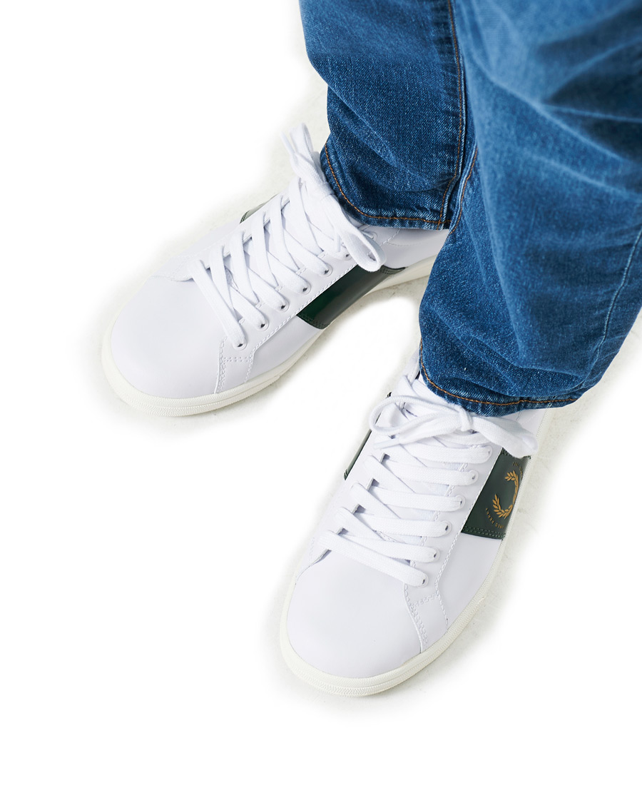 Homme | Fred Perry B721 Leather Branded Sneaker White | Fred Perry | B721 Leather Branded Sneaker White