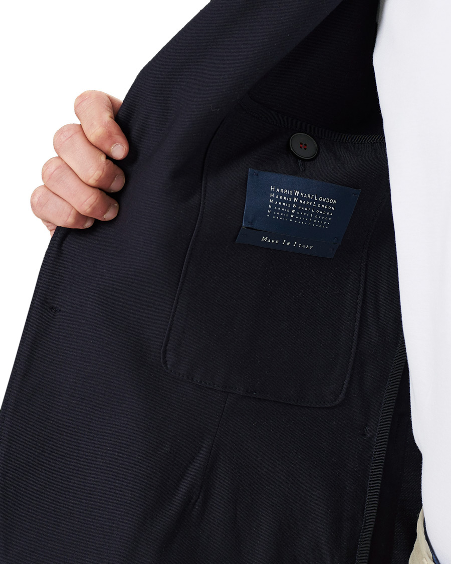 Homme | Blazers | Harris Wharf London | Cotton Twill Blazer Dark Blue