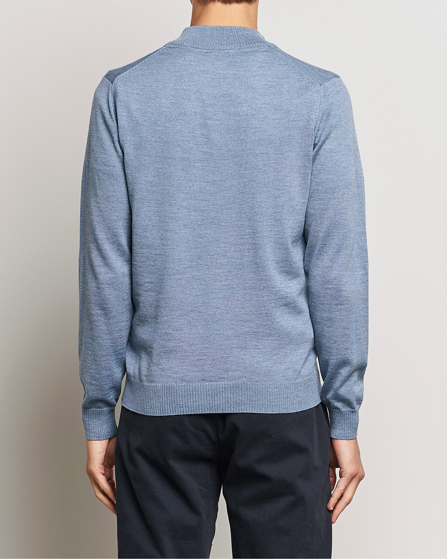 Homme | Pulls Et Tricots | Stenströms | Merino Half Zip Light Blue
