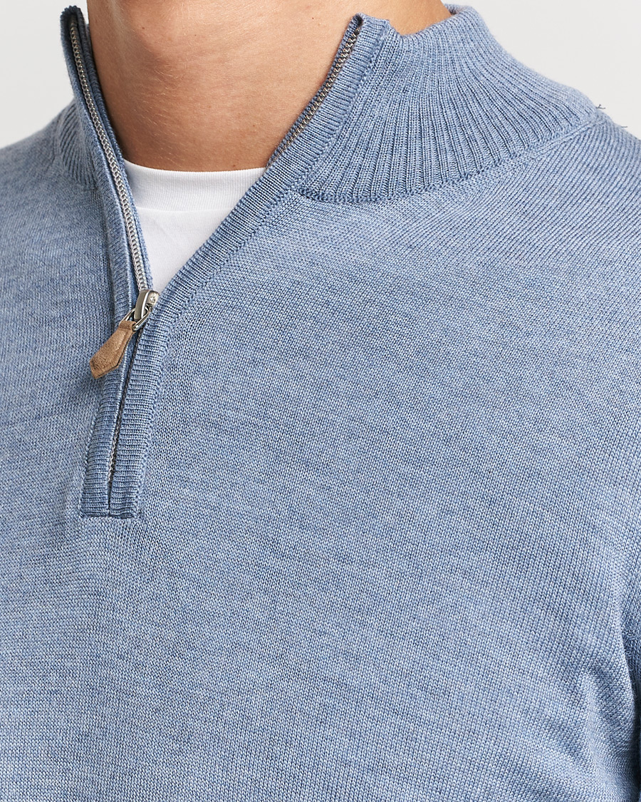 Homme | Pulls Et Tricots | Stenströms | Merino Half Zip Light Blue