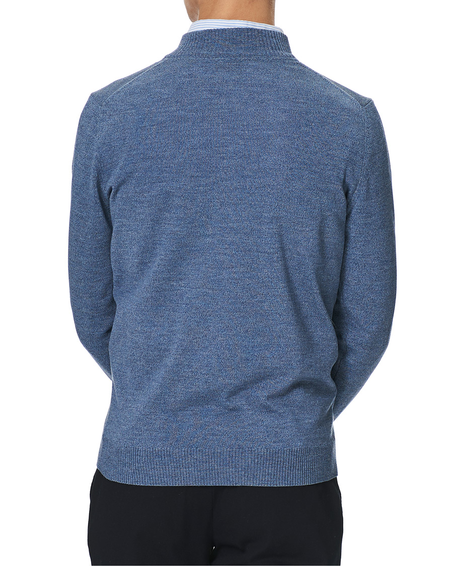 Homme | Pulls Et Tricots | Stenströms | Merino Half Zip Blue Mouliné