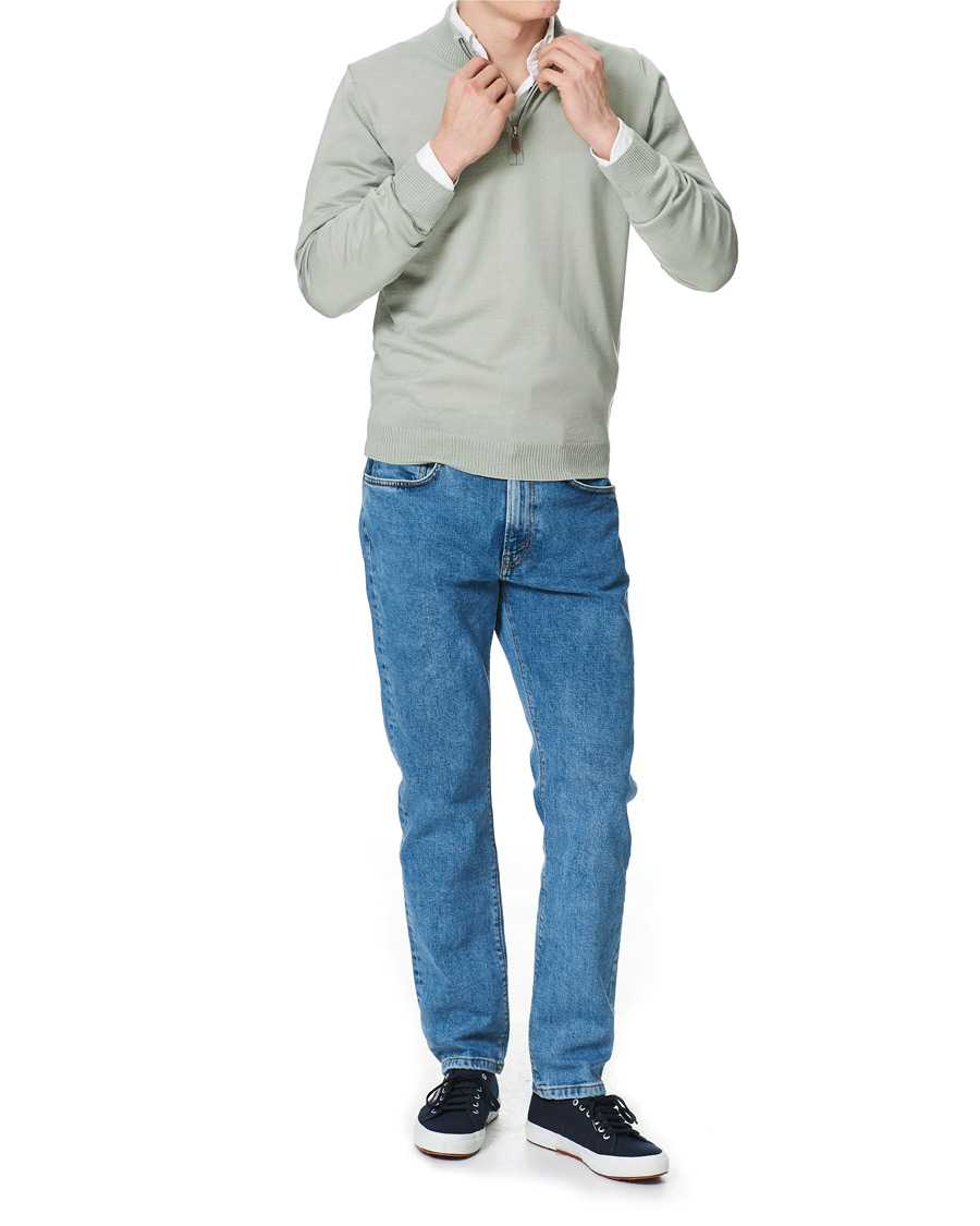 Homme | Pulls Et Tricots | Stenströms | Merino Half Zip Pistachio