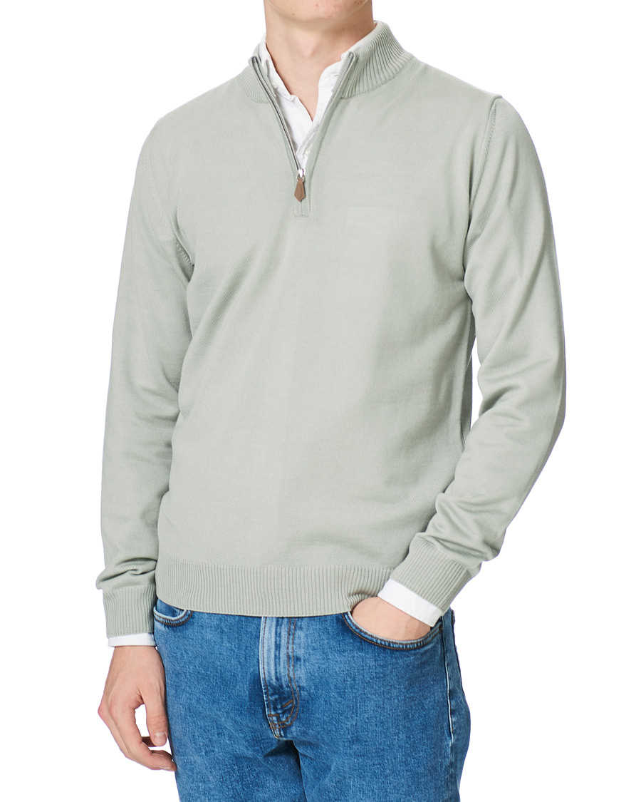 Homme | Pulls Et Tricots | Stenströms | Merino Half Zip Pistachio