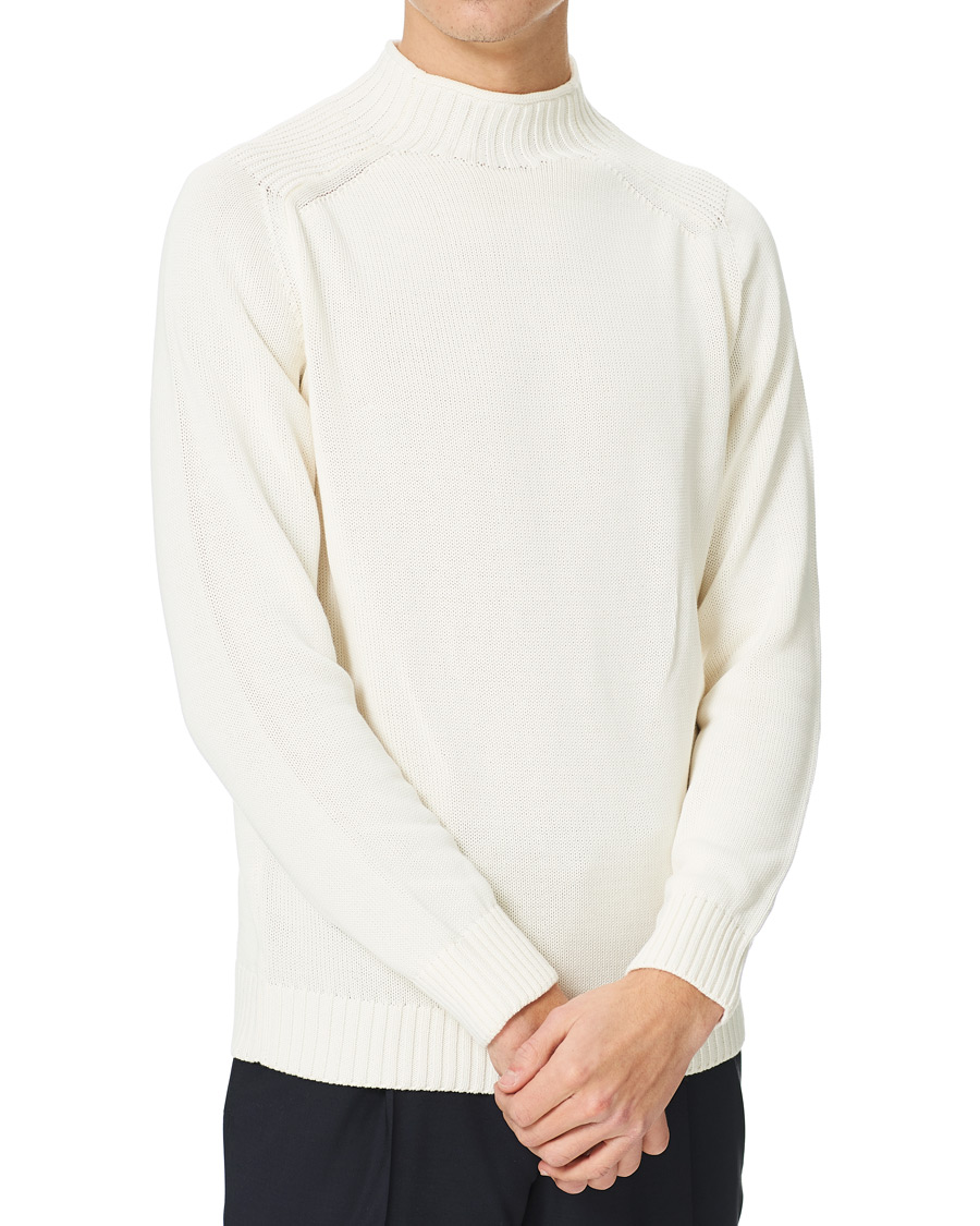 Homme | Pulls Et Tricots | Stenströms | Cotton Mock Neck Sweater White