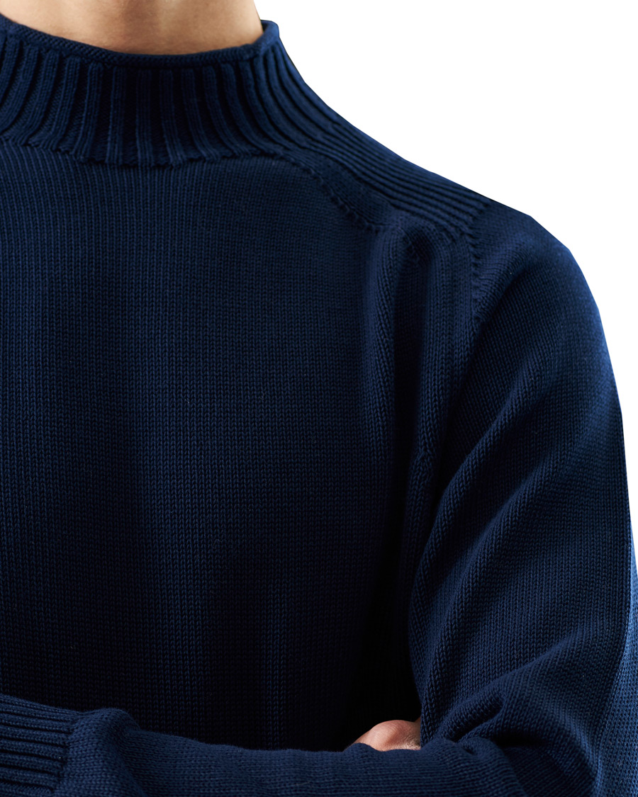 Homme | Pulls Et Tricots | Stenströms | Cotton Mock Neck Sweater Navy