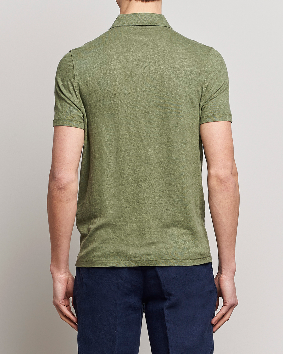 Heren | Polo's | Stenströms | Linen Polo Shirt Olive