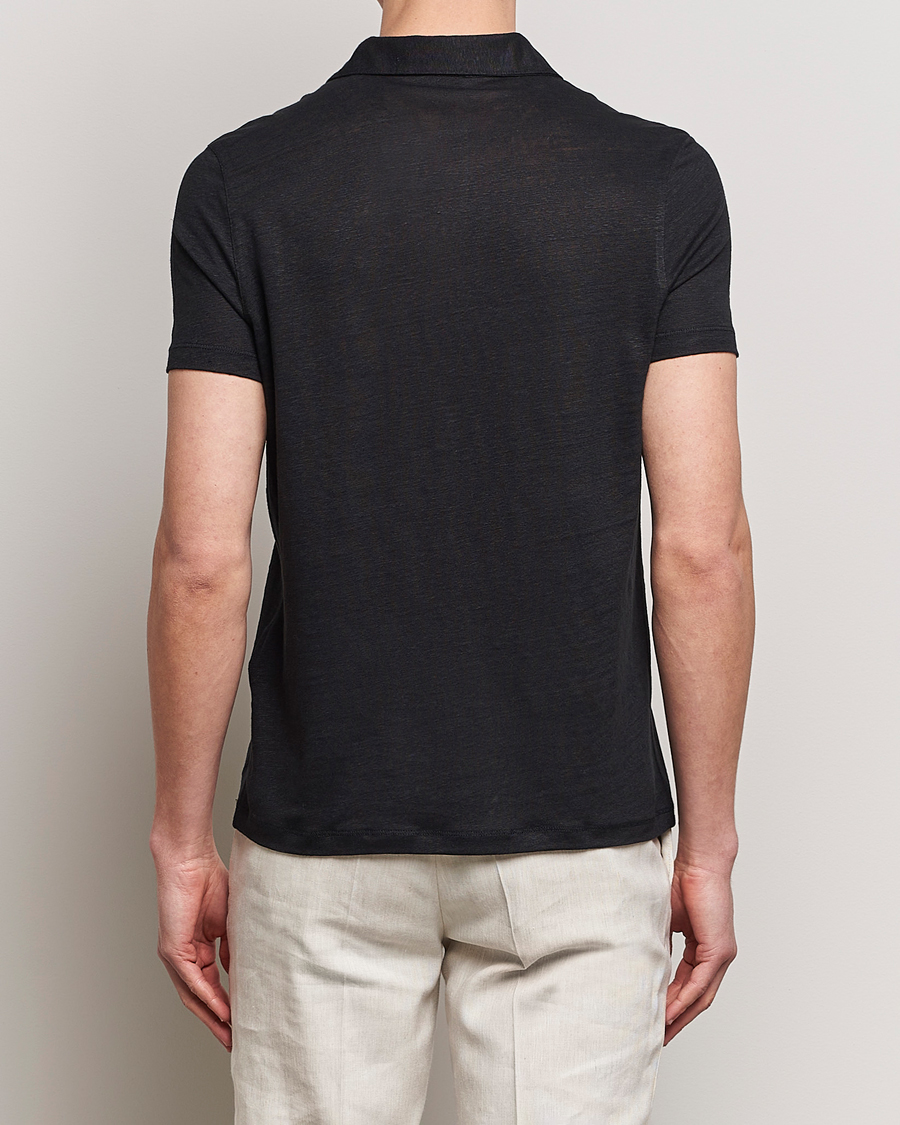 Homme | Polos | Stenströms | Linen Polo Shirt Black