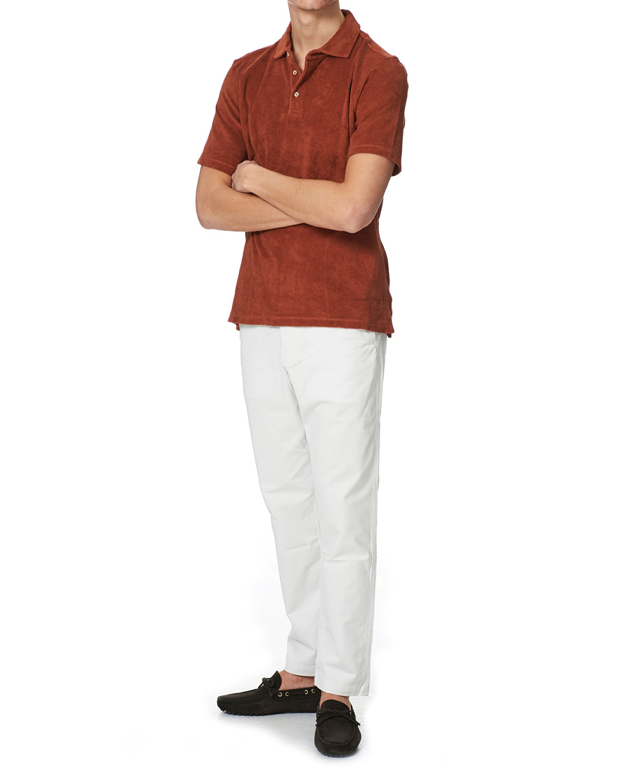 Homme | Polos | Stenströms | Towelling Cotton Poloshirt Rust