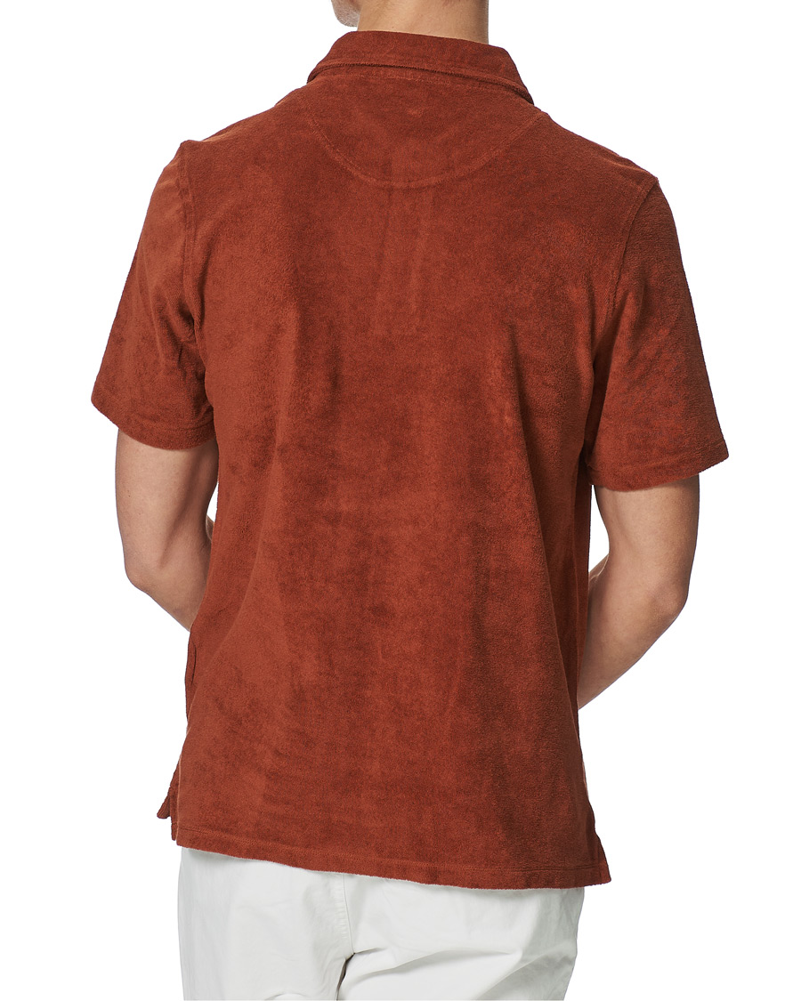 Homme | Polos | Stenströms | Towelling Cotton Poloshirt Rust