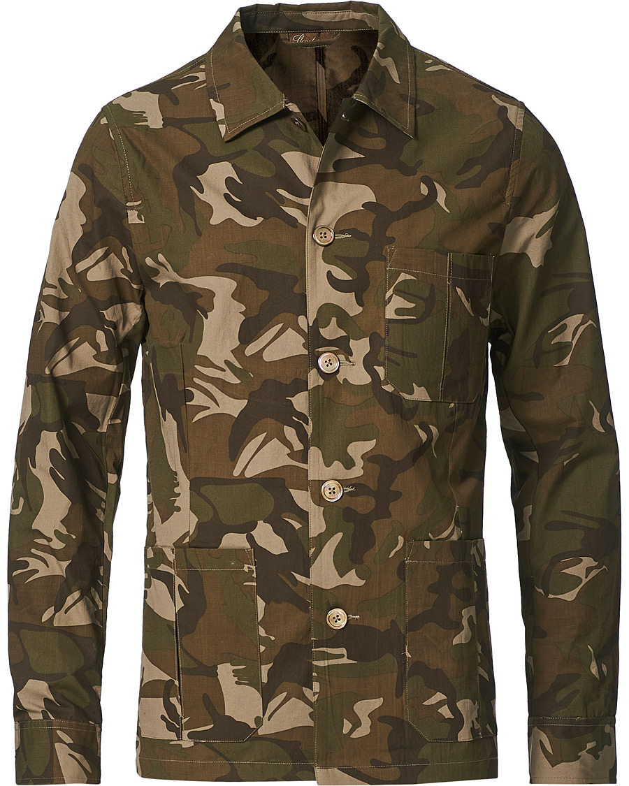 Homme | Chemises | Stenströms | Cotton Overshirt Camo