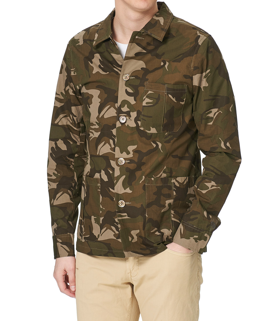 Homme | Chemises | Stenströms | Cotton Overshirt Camo