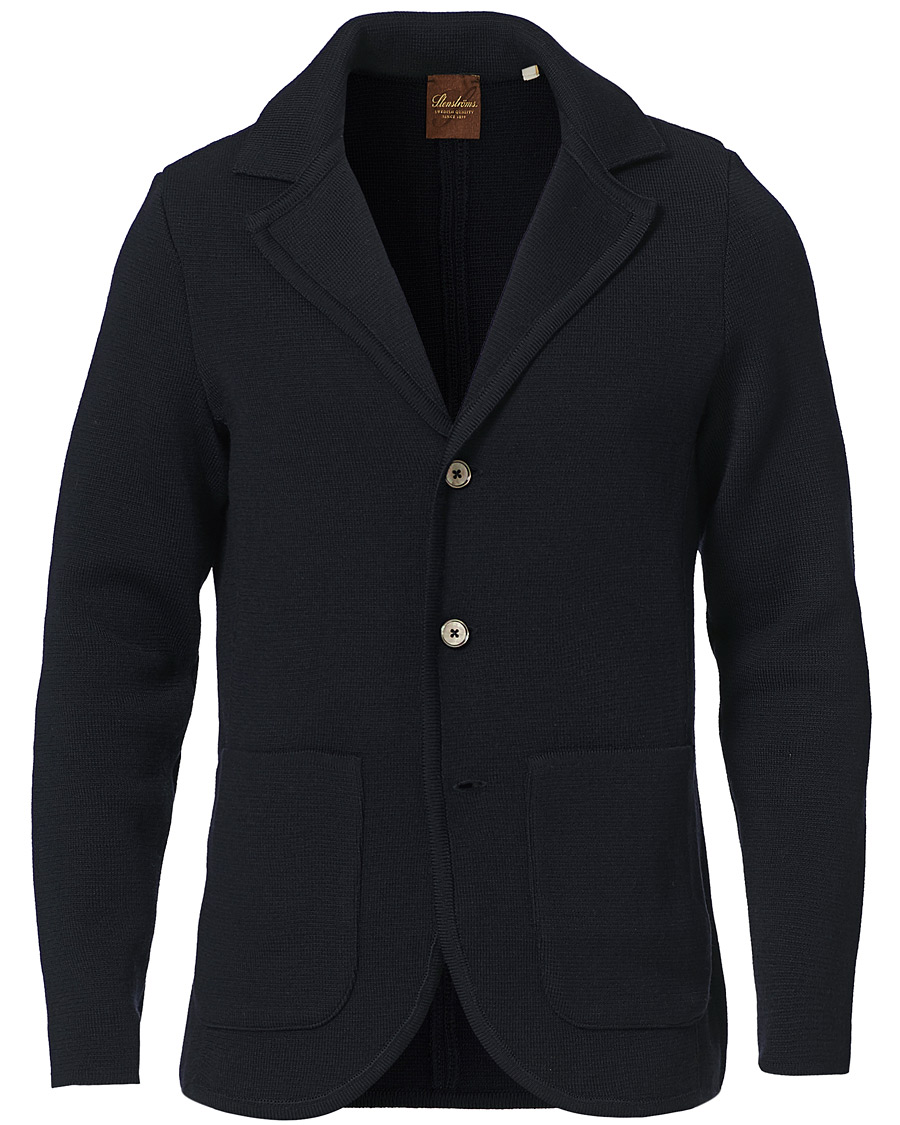 Heren | Blazers | Stenströms | Milano Knitted Merino Blazer Navy