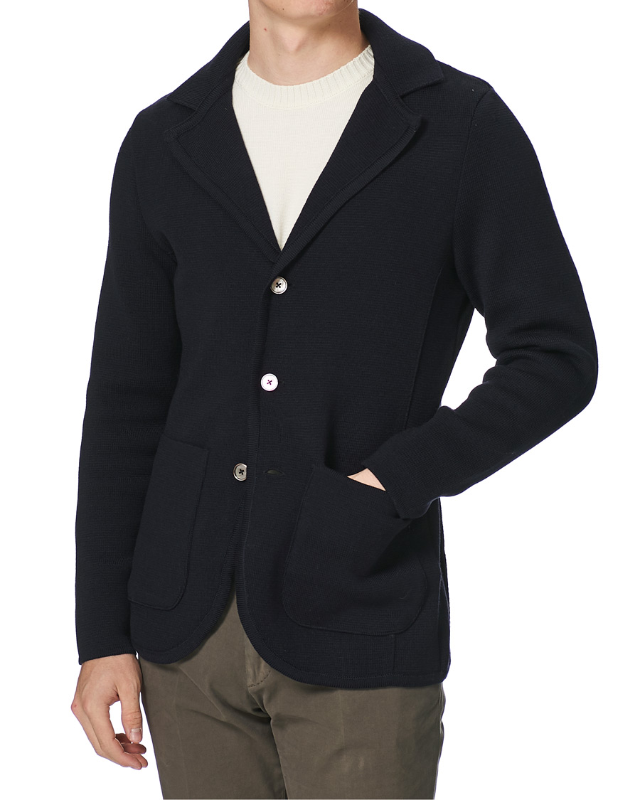 Heren | Blazers | Stenströms | Milano Knitted Merino Blazer Navy