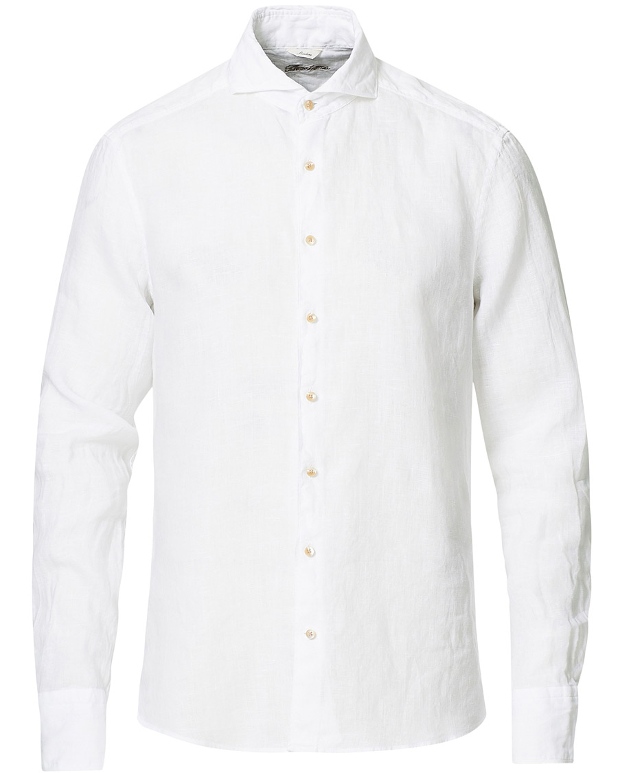 Homme | Chemises | Stenströms | Slimline Cut Away Linen Shirt White