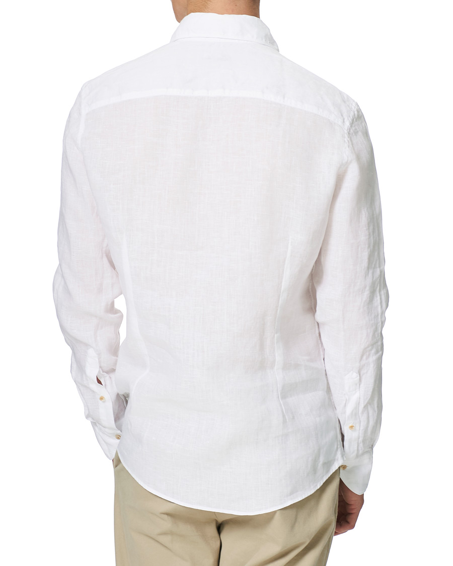Homme | Chemises | Stenströms | Slimline Cut Away Linen Shirt White