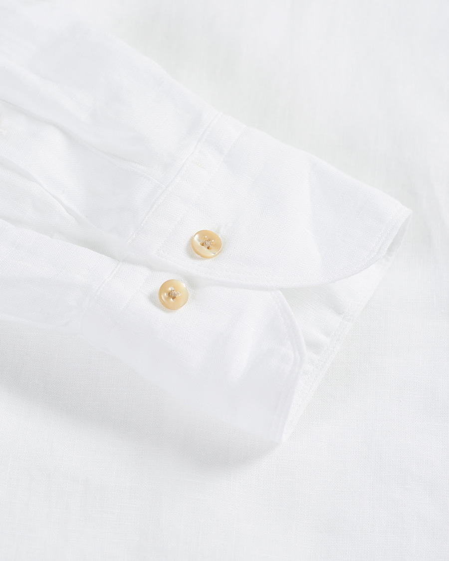 Homme | Chemises | Stenströms | Slimline Cut Away Linen Shirt White