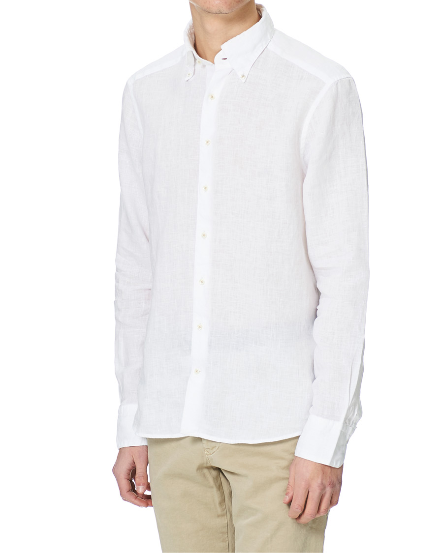 Homme | Chemises | Stenströms | Slimline Button Down Linen Shirt White
