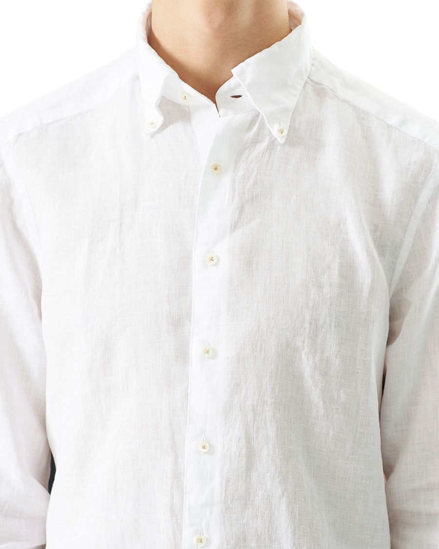 Homme | Chemises | Stenströms | Slimline Button Down Linen Shirt White