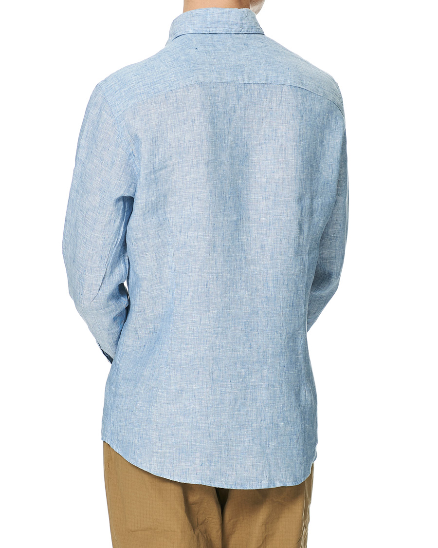 Homme | Chemises | Stenströms | Slimline Button Down Linen Shirt Light Blue
