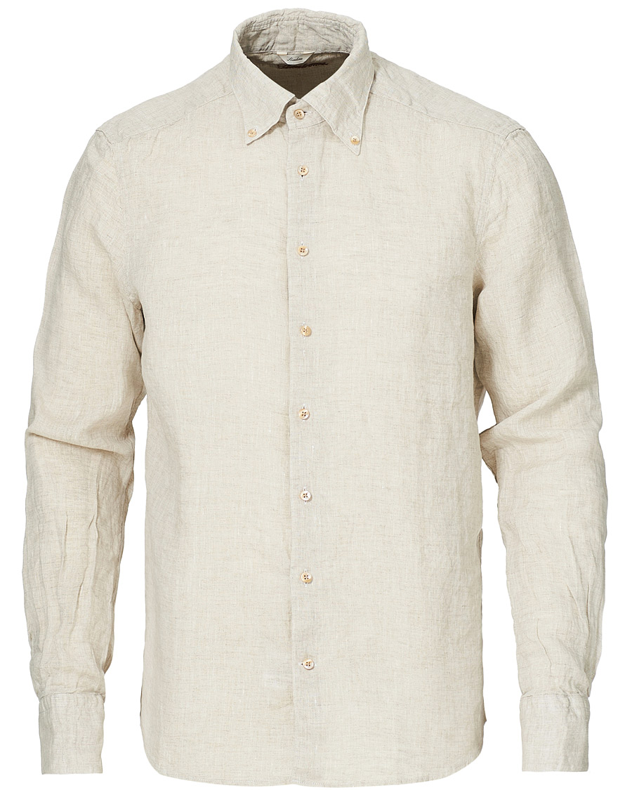 Homme | Chemises | Stenströms | Slimline Button Down Linen Shirt Beige