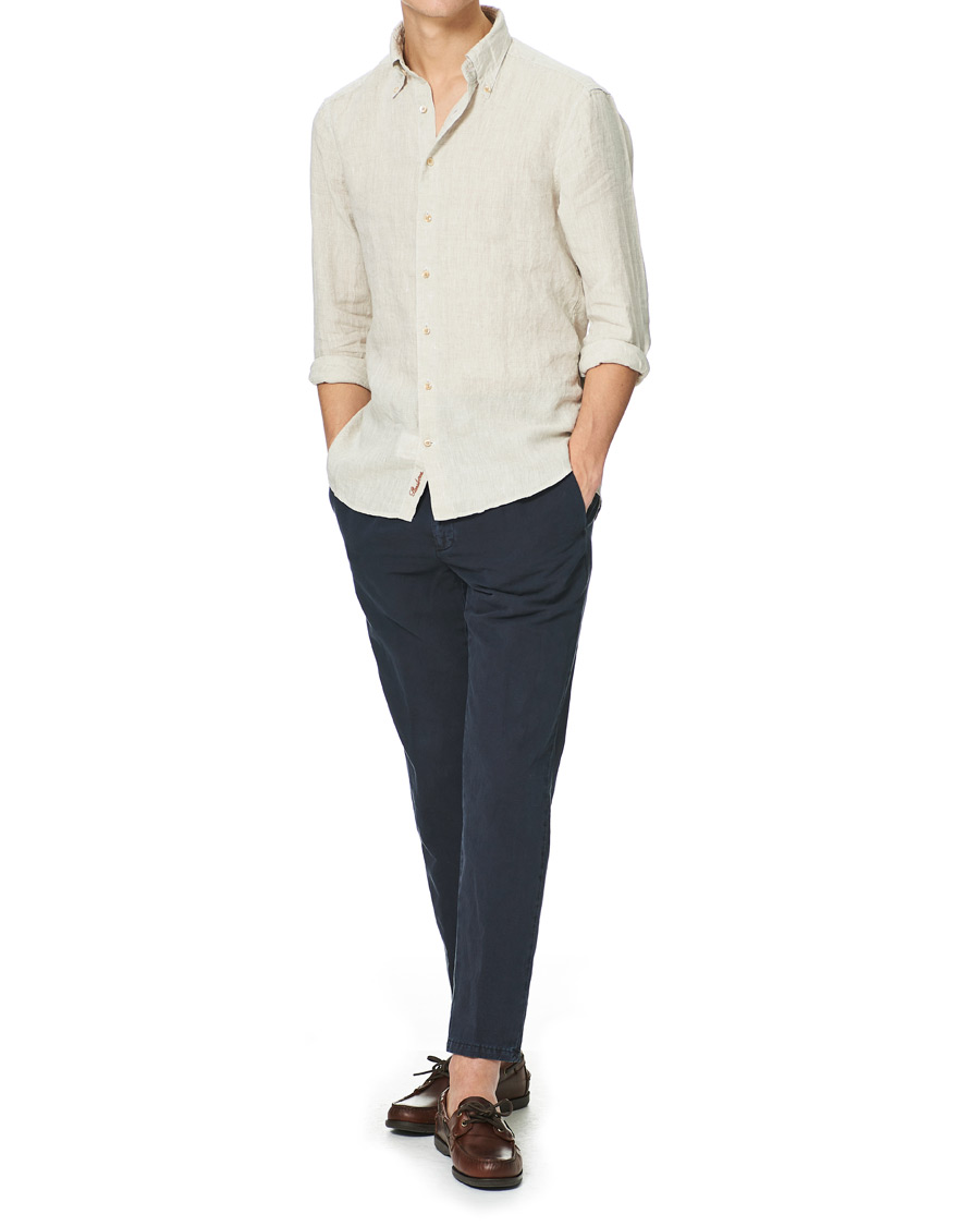 Homme | Chemises | Stenströms | Slimline Button Down Linen Shirt Beige