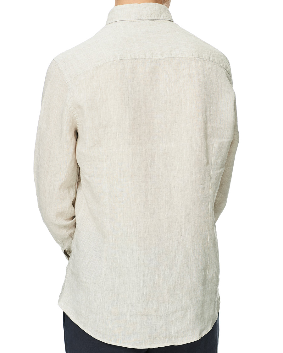 Homme | Chemises | Stenströms | Slimline Button Down Linen Shirt Beige