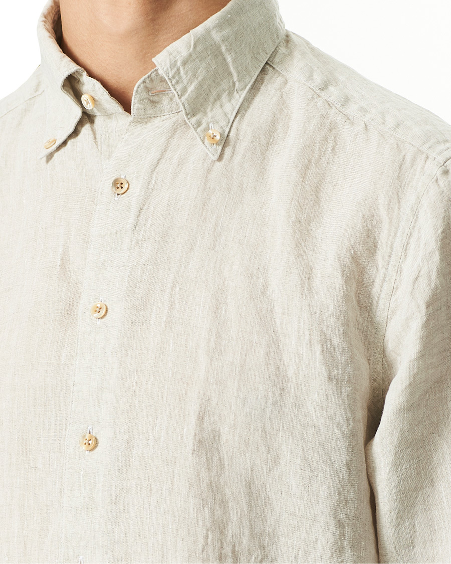 Homme | Chemises | Stenströms | Slimline Button Down Linen Shirt Beige