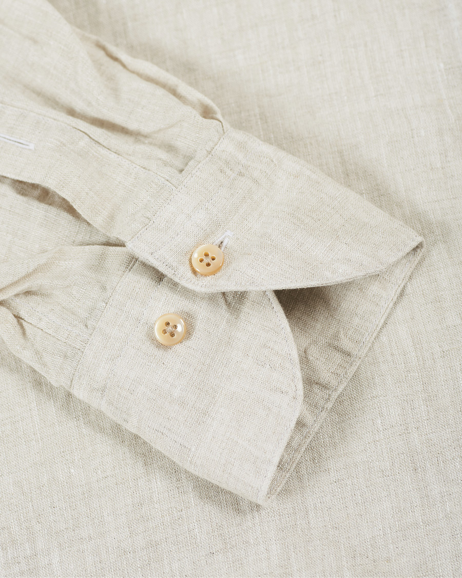Homme | Chemises | Stenströms | Slimline Button Down Linen Shirt Beige