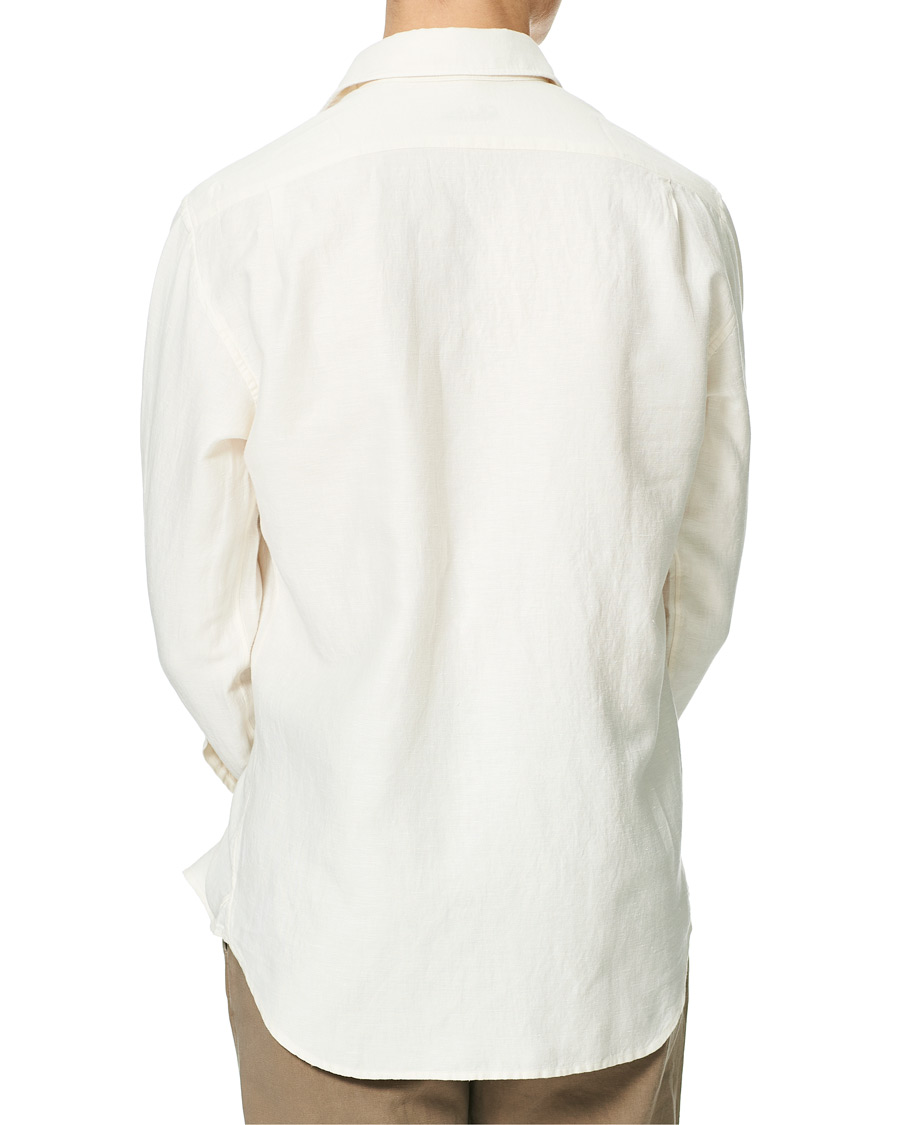 Homme | Chemises | Stenströms | Fitted Body Heavy Washed Cotton/Linen Shirt White