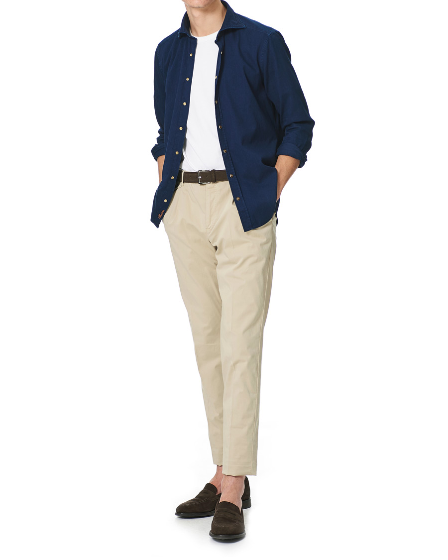 Homme | Chemises | Stenströms | Slimline Denim Press Button Shirt Dark Indigo