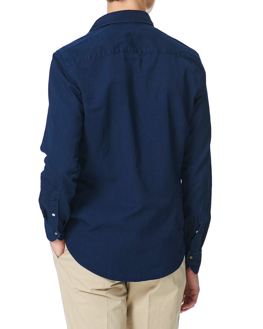 Homme | Chemises | Stenströms | Slimline Denim Press Button Shirt Dark Indigo