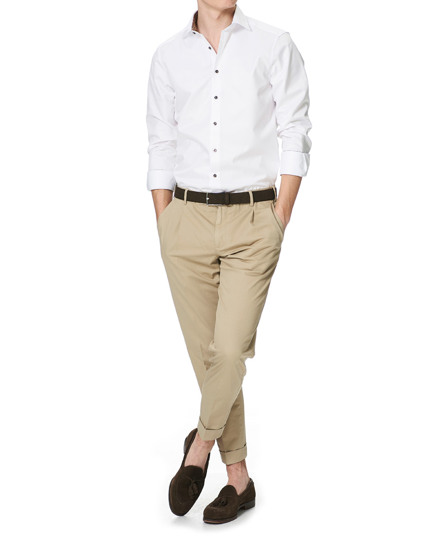 Homme | Chemises | Stenströms | Slimline Paisley Contrast Shirt White