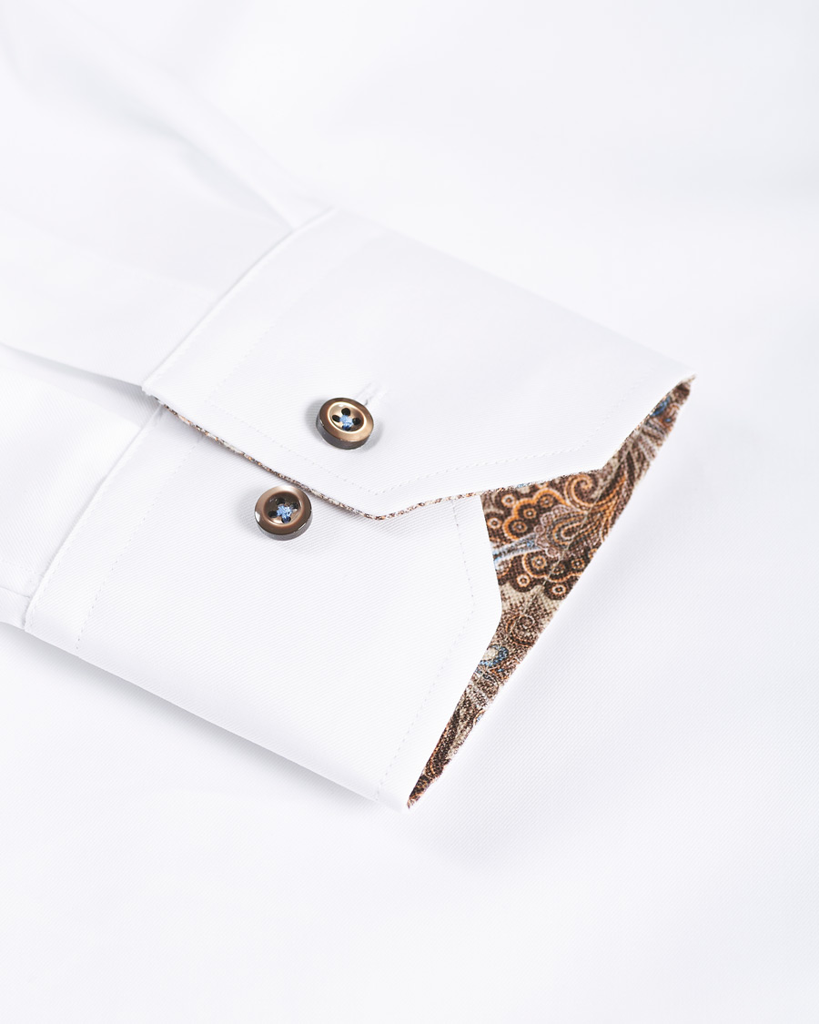Homme | Chemises | Stenströms | Slimline Paisley Contrast Shirt White