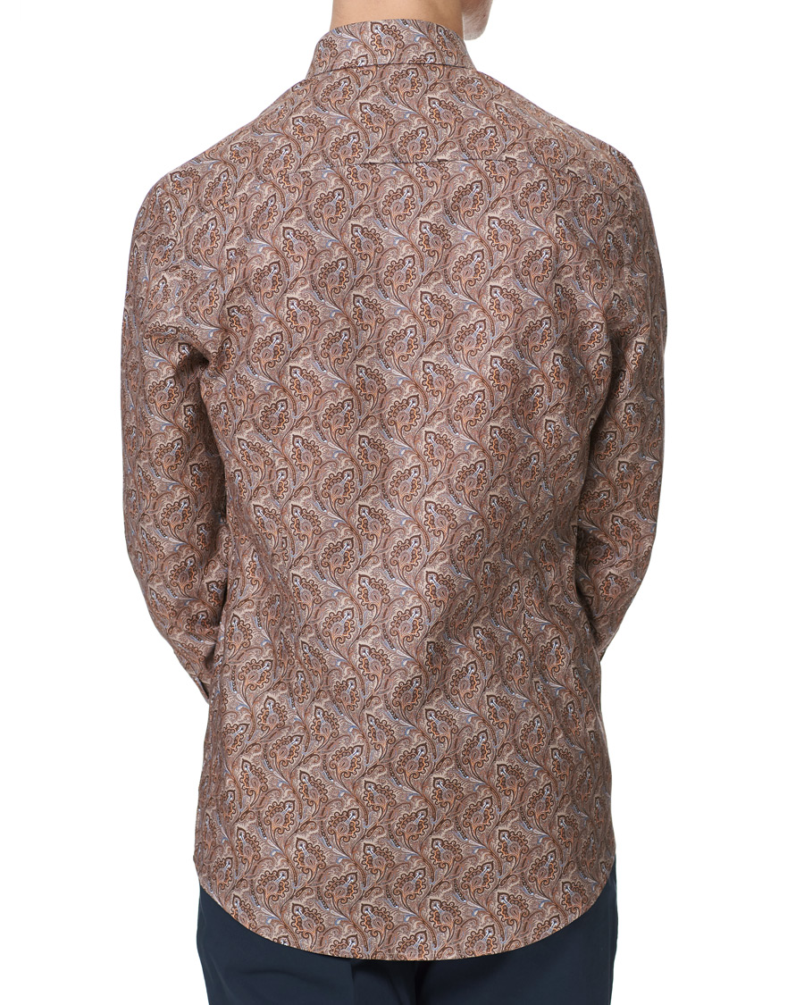 Heren | Overhemden | Stenströms | Slimline Paisley Print Cut Away Shirt Brown