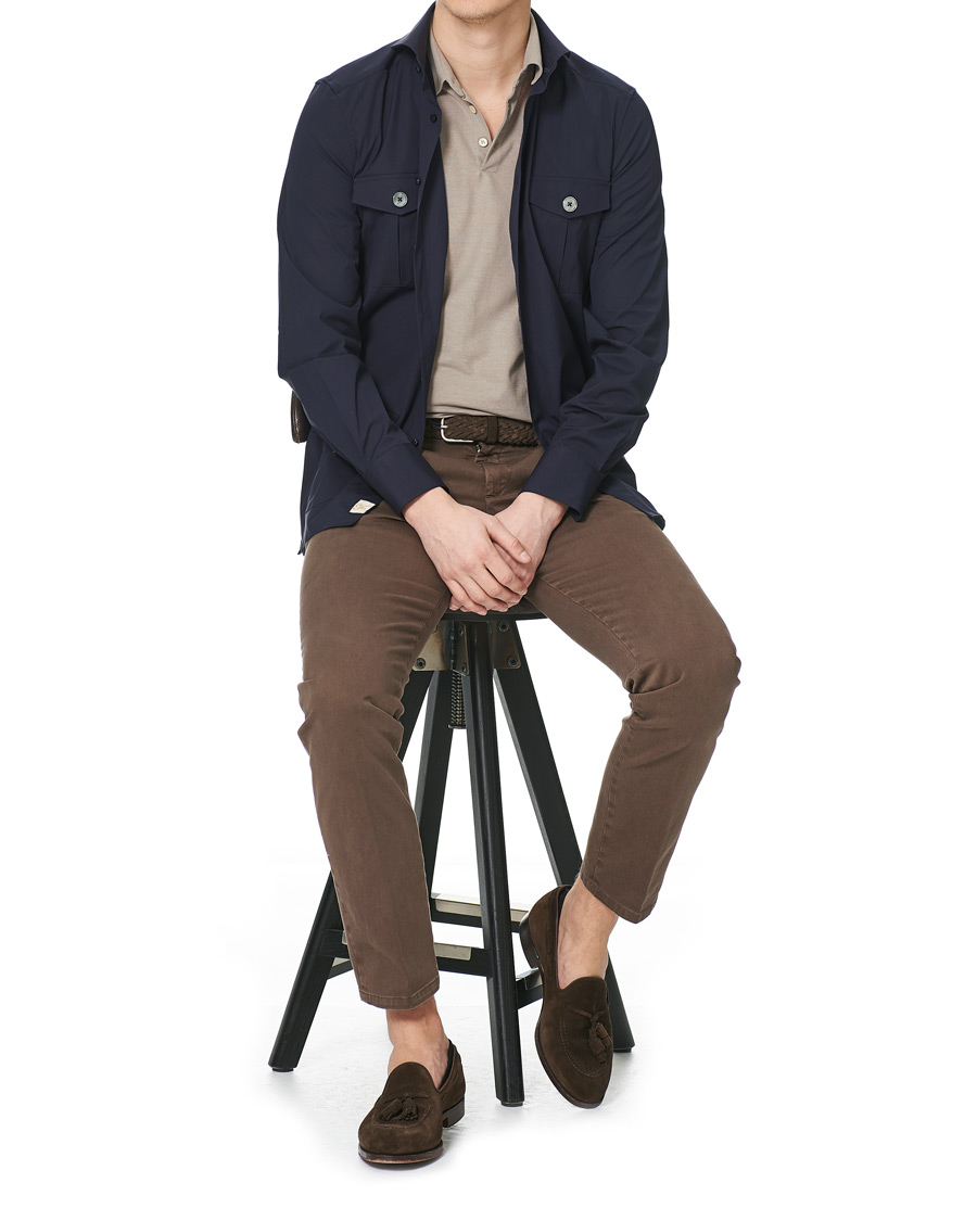 Heren | Overhemden | Stenströms | 1899 Cotton/Elastane Shacket Navy