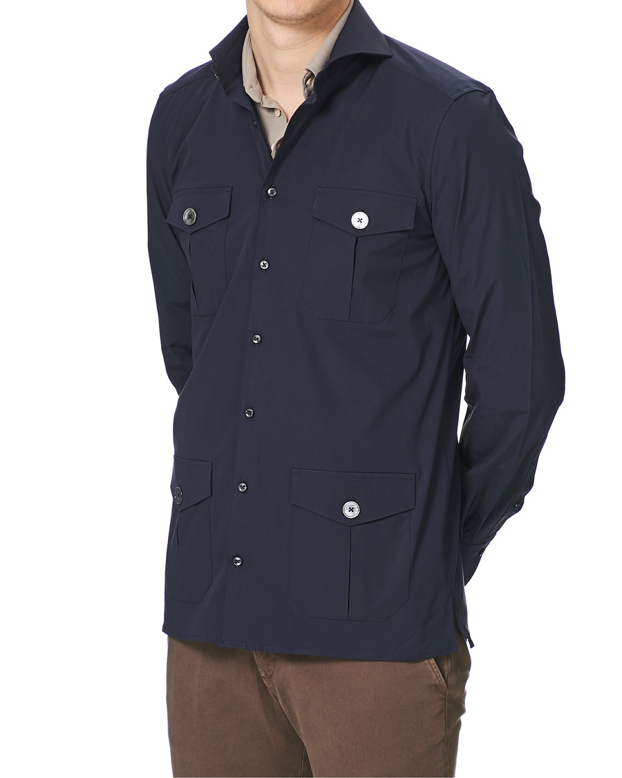 Heren | Overhemden | Stenströms | 1899 Cotton/Elastane Shacket Navy
