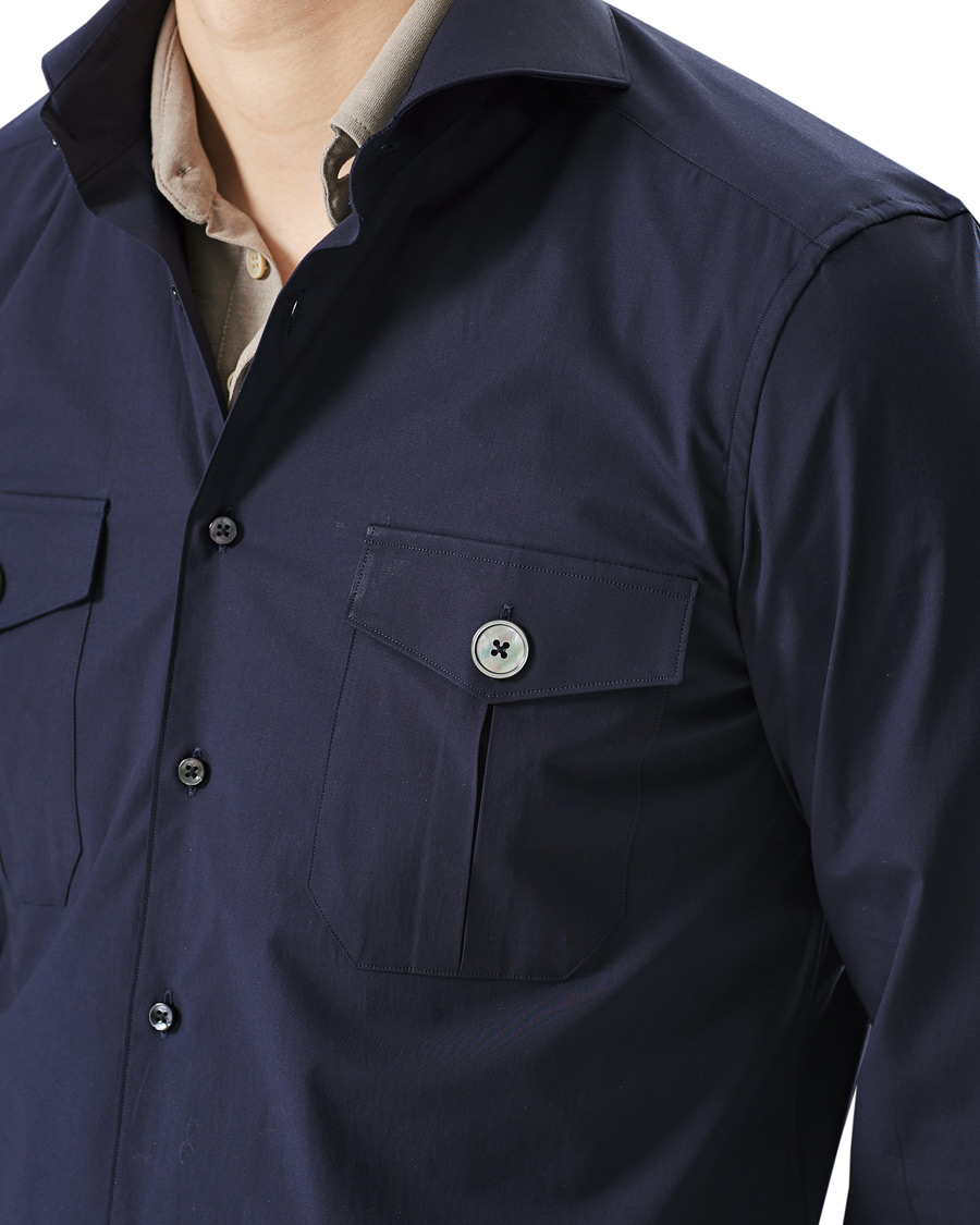 Heren | Overhemden | Stenströms | 1899 Cotton/Elastane Shacket Navy