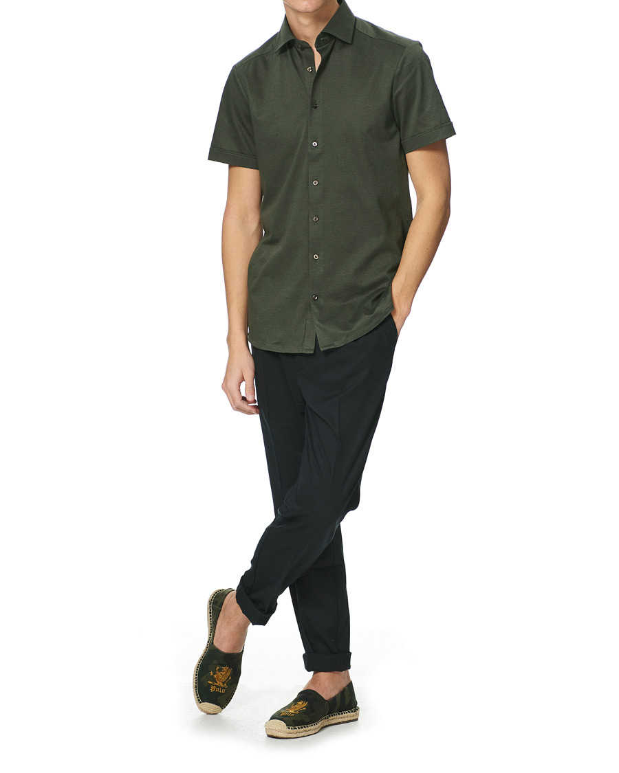 Homme | Chemises | Stenströms | Cotton/Linen Short Sleeve Shirt Green
