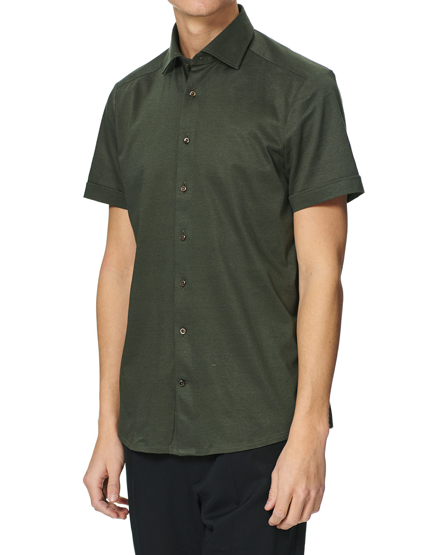 Homme | Chemises | Stenströms | Cotton/Linen Short Sleeve Shirt Green