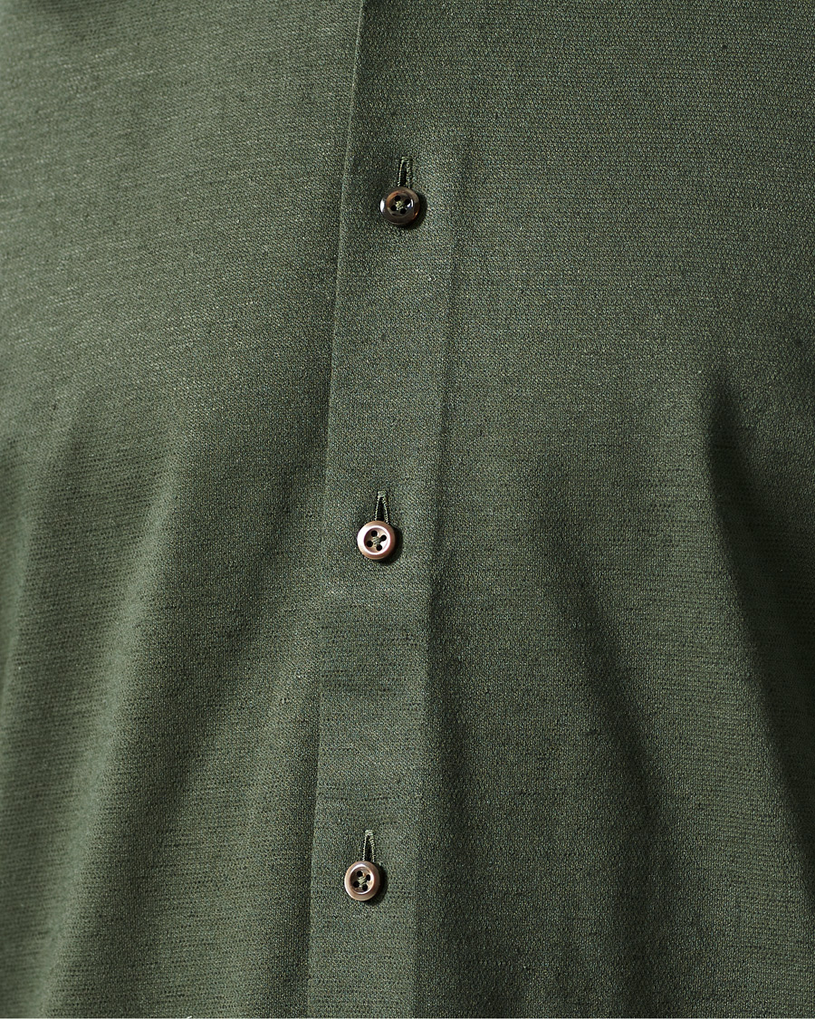 Homme | Chemises | Stenströms | Cotton/Linen Short Sleeve Shirt Green